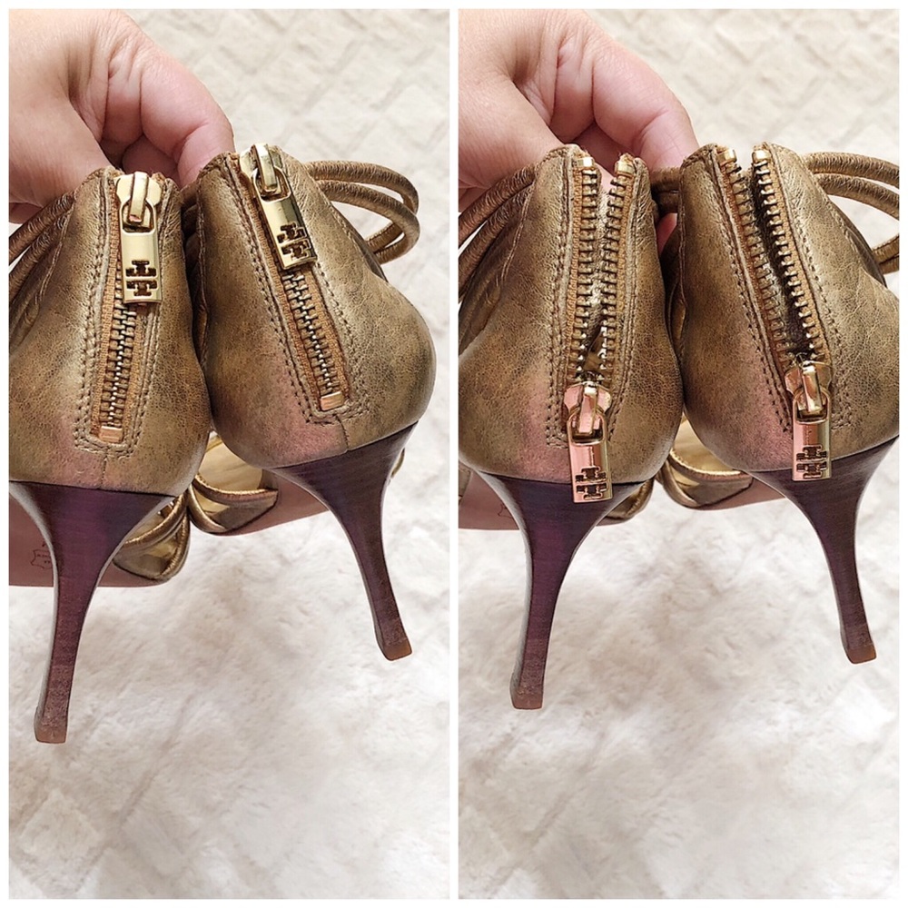 TORY BURCH Gold Braided Knot Heeled Sandals - Picture 7 of 8